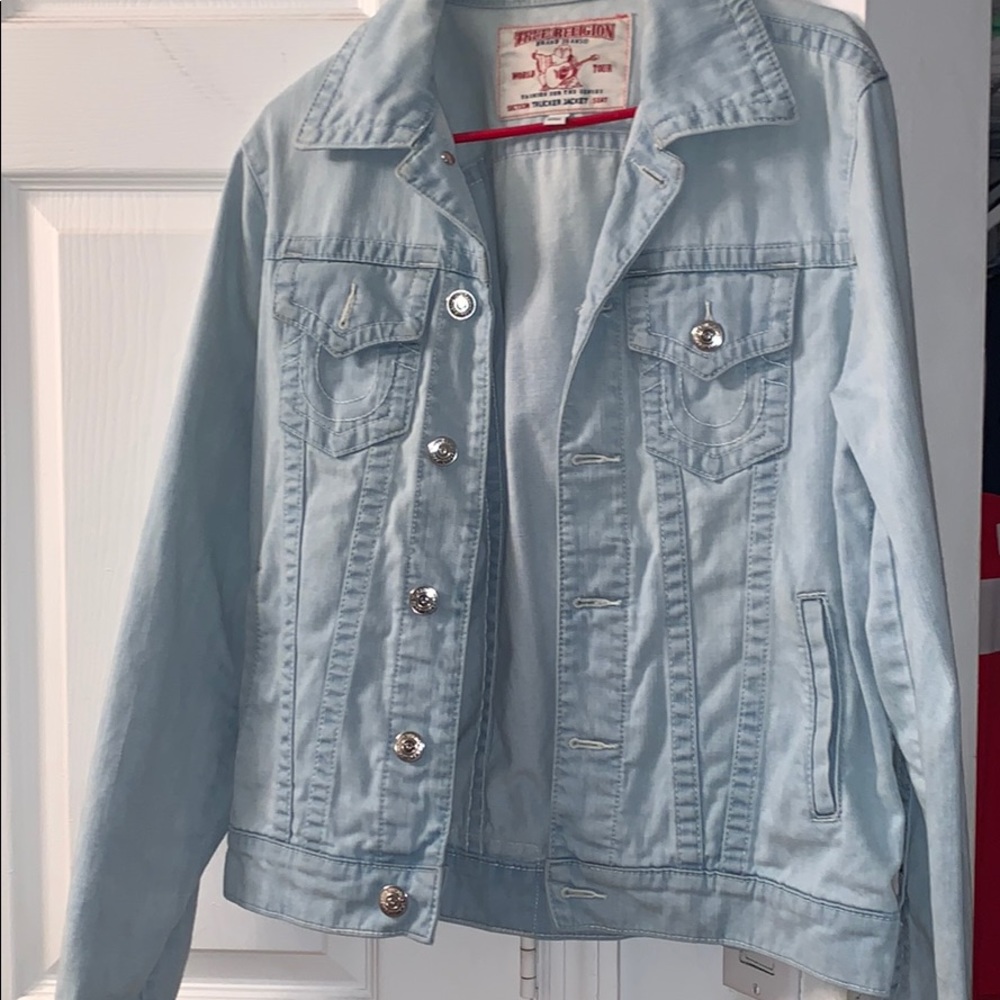 True religion men’s denim jacket light wash